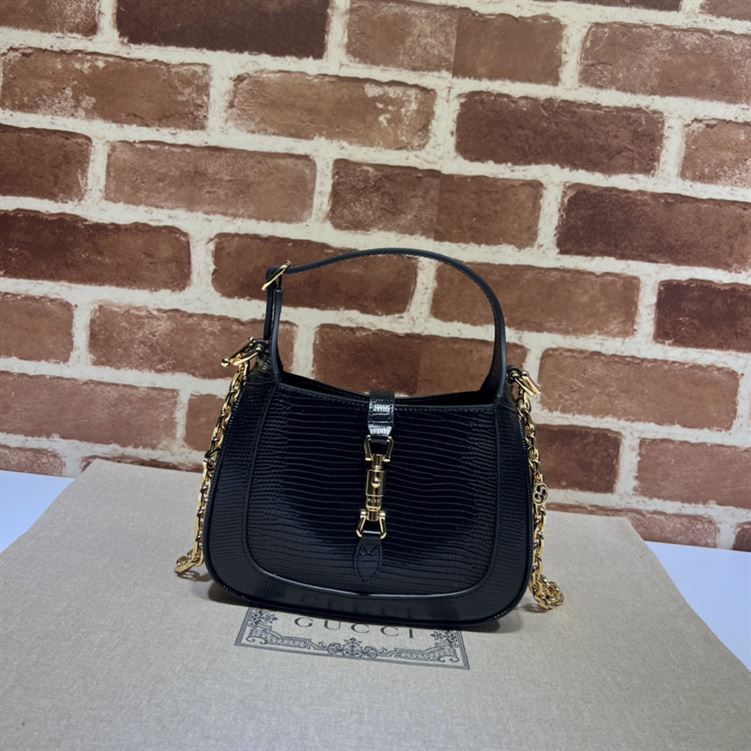 GUCCI JACKIE 1961 LIZARD MINI BAG IN BLACK