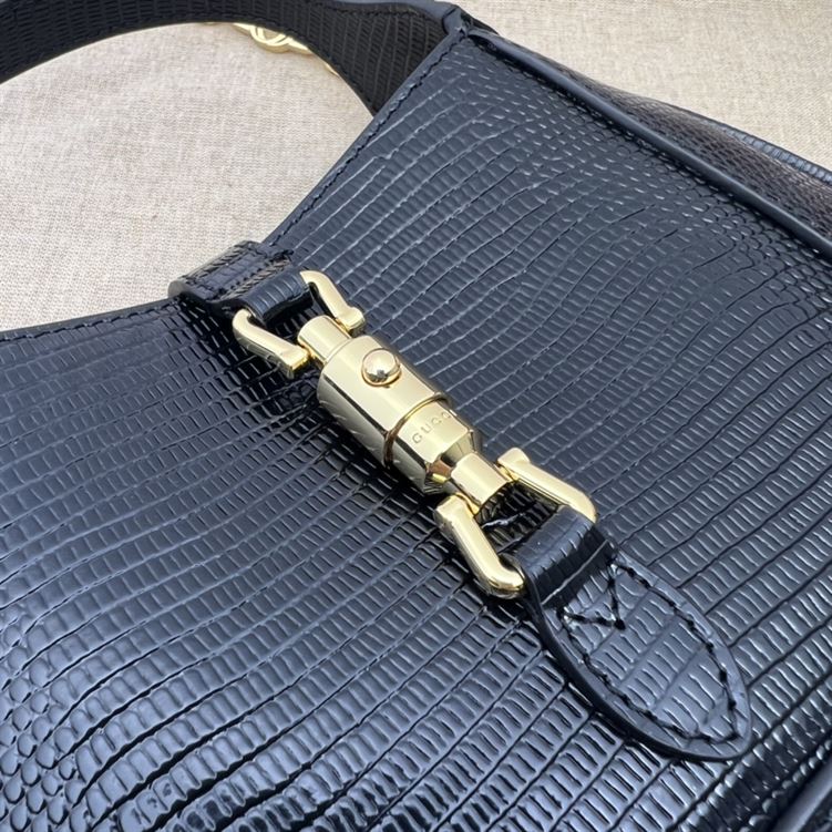 GUCCI JACKIE 1961 LIZARD MINI BAG IN BLACK