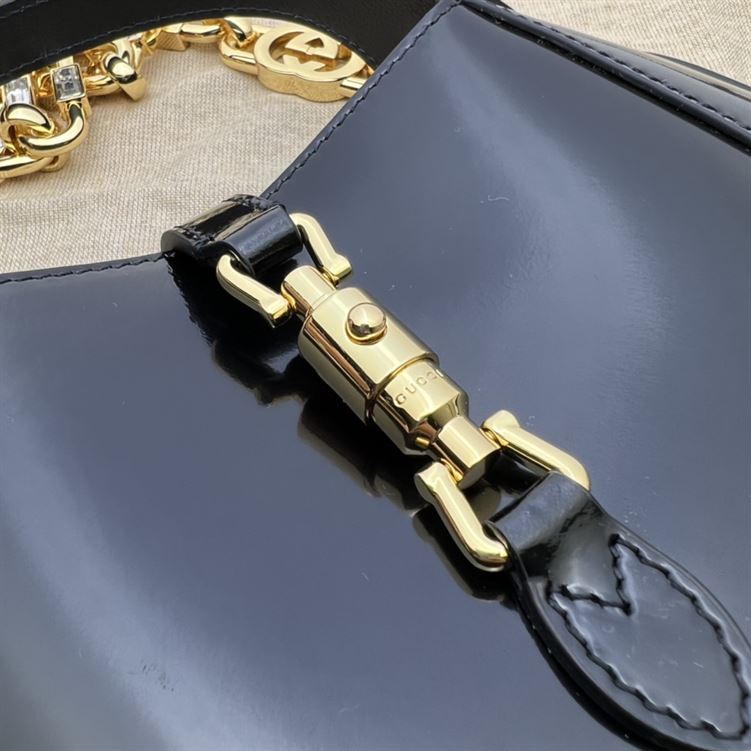 GUCCI JACKIE 1961 MINI SHOULDER BAG WITH BLACK PATENT LEATHER