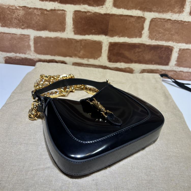 GUCCI JACKIE 1961 MINI SHOULDER BAG WITH BLACK PATENT LEATHER