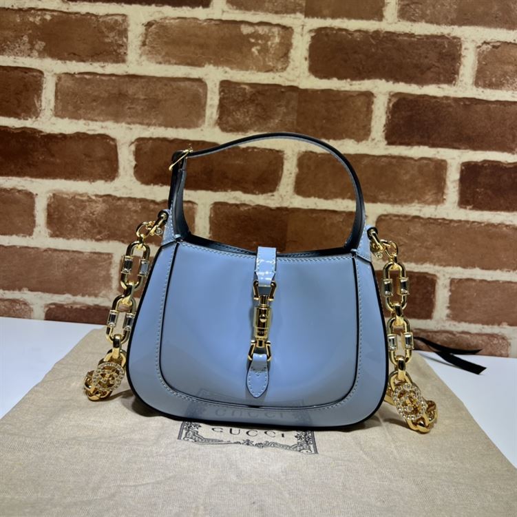 GUCCI JACKIE 1961 MINI SHOULDER BAG WITH BLUE PATENT LEATHER