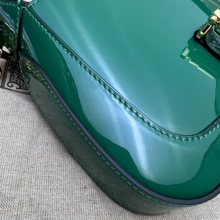 GUCCI JACKIE 1961 MINI SHOULDER BAG WITH GREEN PATENT LEATHER