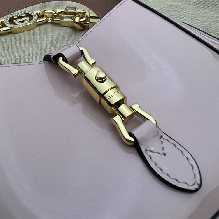 GUCCI JACKIE 1961 MINI SHOULDER BAG WITH PINK PATENT LEATHER