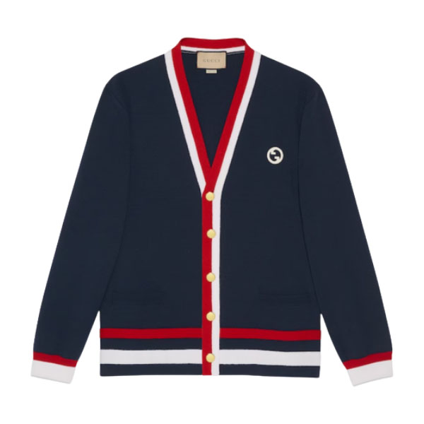 GUCCI KNIT WOOL CARDIGAN WITH PATCH - GCK033
