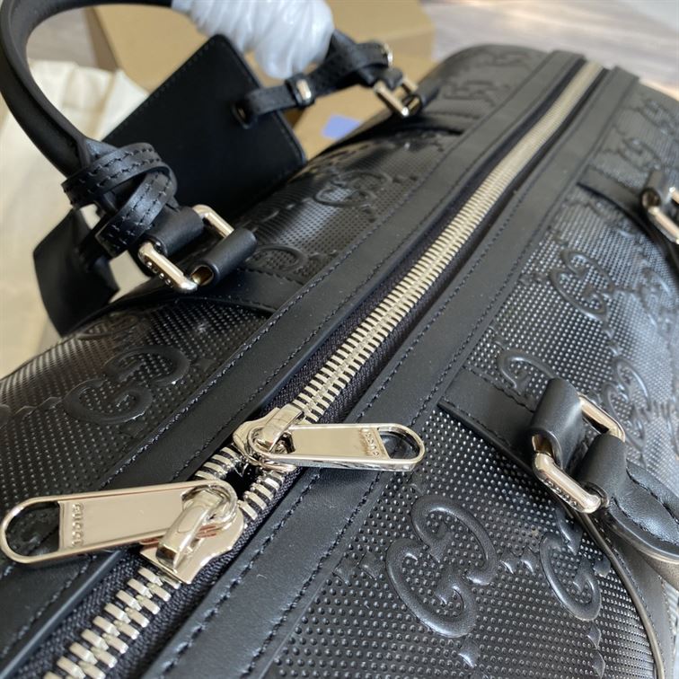 GUCCI LOGO EMBOSSED PERFORATED LEATHER BACKPACK - BG036