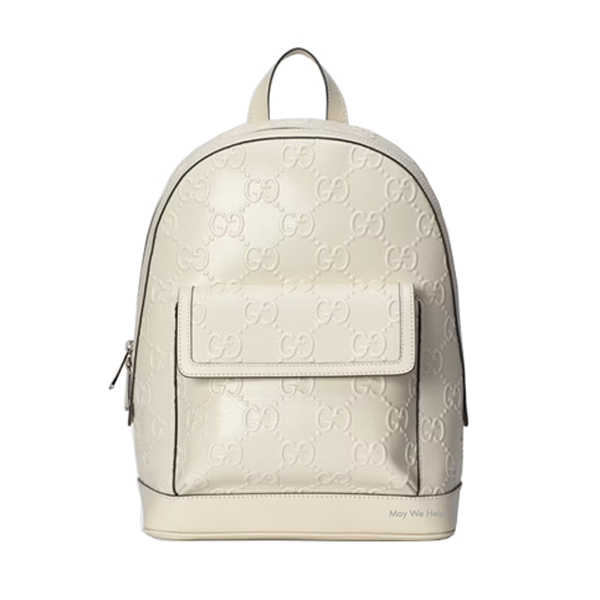 GUCCI LOGO EMBOSSED PERFORATED LEATHER BACKPACK - BG037