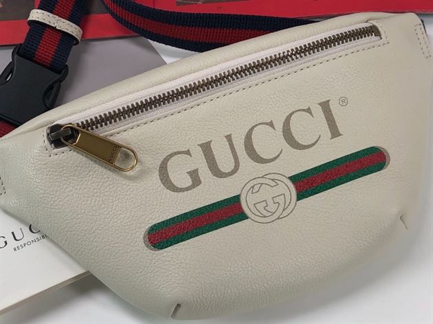 GUCCI LOGO-PRINT LEATHER BELT BAG - BG010
