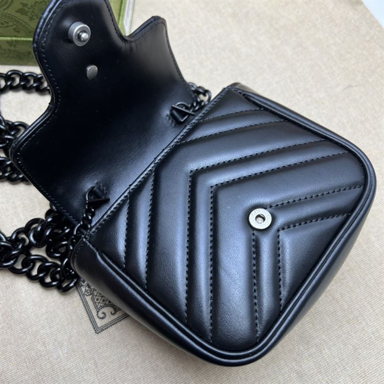 GUCCI MARMONT BELT BAG IN BLACK LEATHER
