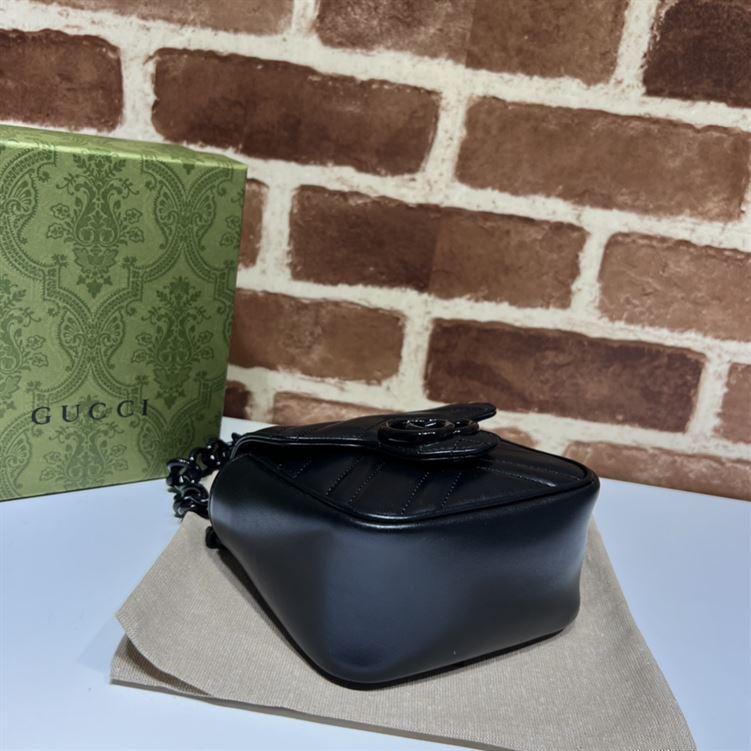 GUCCI MARMONT BELT BAG IN BLACK LEATHER