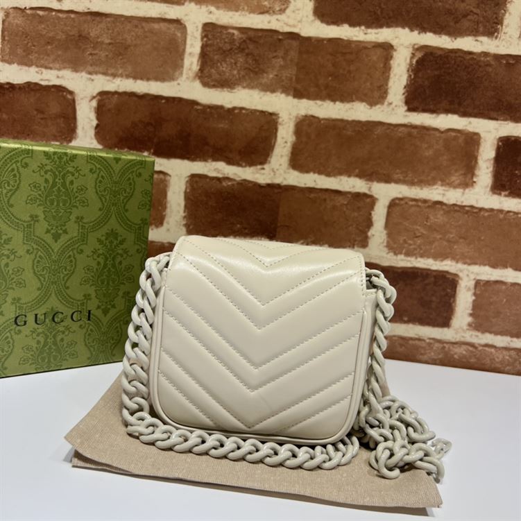GUCCI MARMONT BELT BAG IN WHITE LEATHER