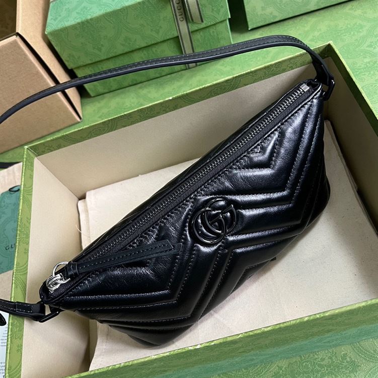 GUCCI MARMONT SHOULDER BAG IN BLACK LEATHER