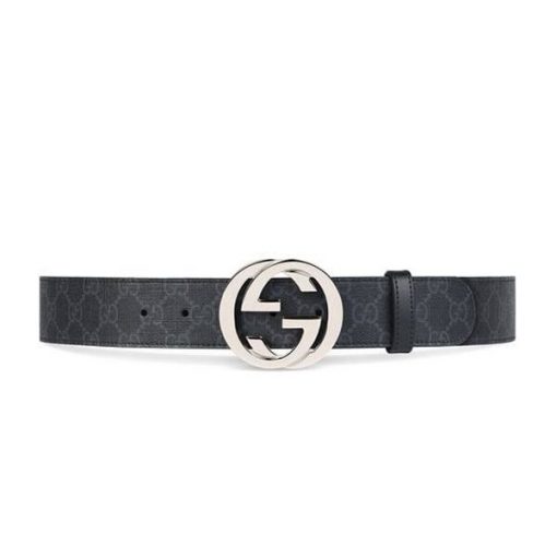 GUCCI MEN'S BLACK GG SUPREME BELT WITH G BUCKLE - GB003