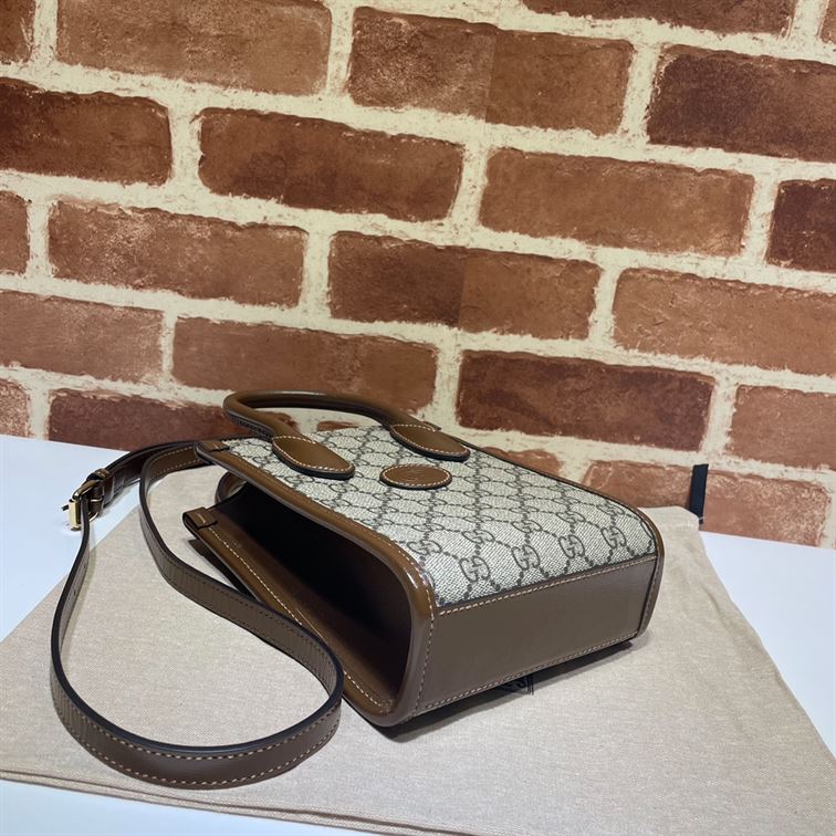 GUCCI MINI NOTE BAG WITH INTERLOCKING G BEIGE AND EBONY