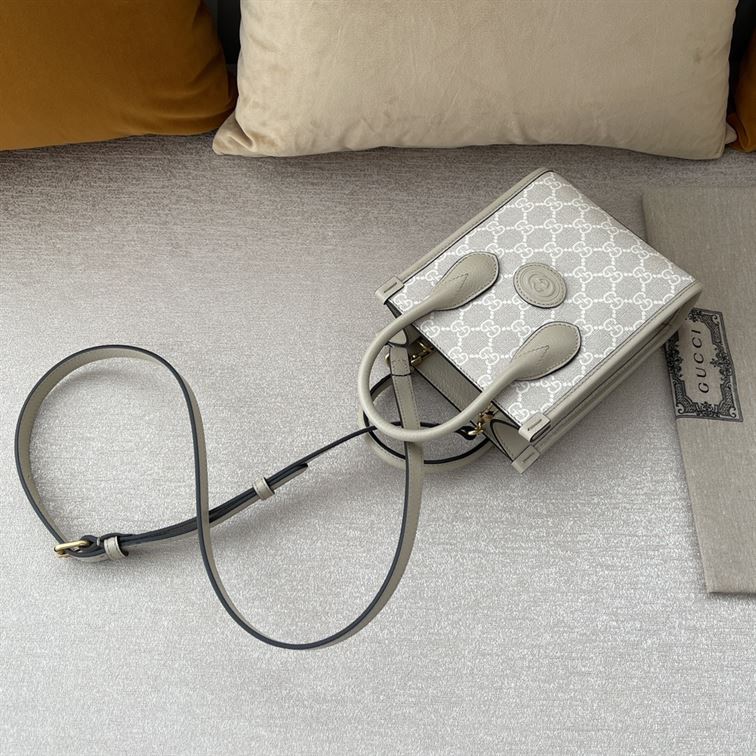 GUCCI MINI NOTE BAG WITH INTERLOCKING G BEIGE AND WHITE