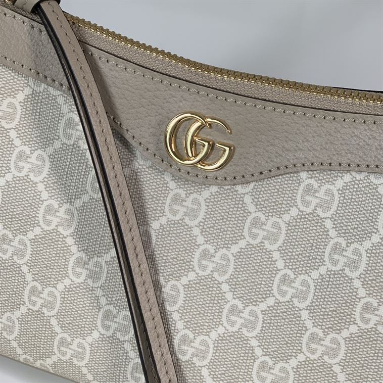 GUCCI OPHIDIA SMALL HANDBAG BEIGE AND WHITE GG SUPREME CANVAS