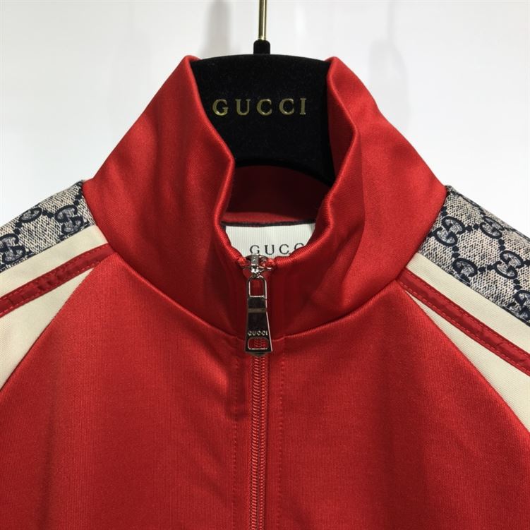GUCCI OVERSIZE TECHNICAL JERSEY ZIP TRACK TOP RED - GCJ002