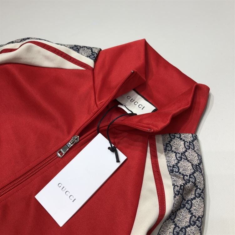 GUCCI OVERSIZE TECHNICAL JERSEY ZIP TRACK TOP RED - GCJ002