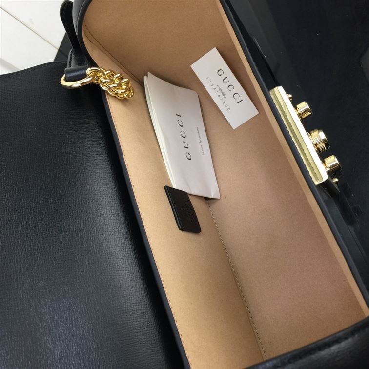 GUCCI PADLOCK GG SMALL BAMBOO SHOULDER BAG