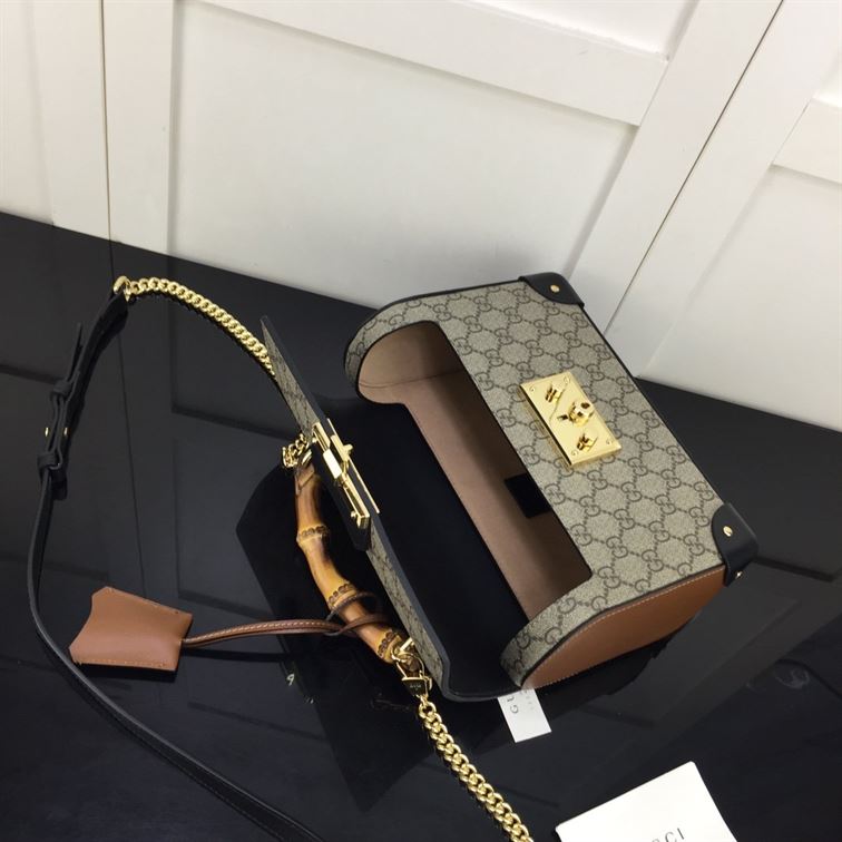 GUCCI PADLOCK GG SMALL BAMBOO SHOULDER BAG