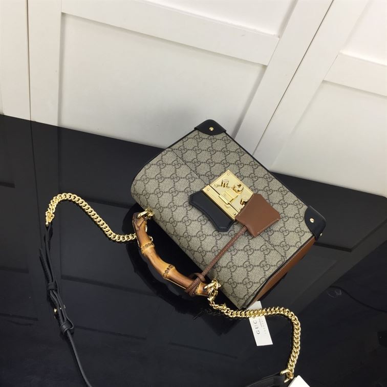 GUCCI PADLOCK GG SMALL BAMBOO SHOULDER BAG