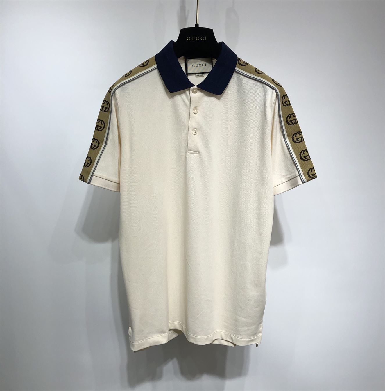 GUCCI POLO WITH INTERLOCKING G STRIPE - GGS014