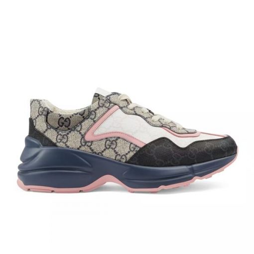 GUCCI RHYTON GG-MONOGRAM LEATHER-TRIM CANVAS TRAINERS - GCC106