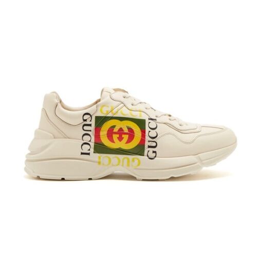 GUCCI RHYTON LOGO PRINT LOW TOP LEATHER TRAINERS - GCC009