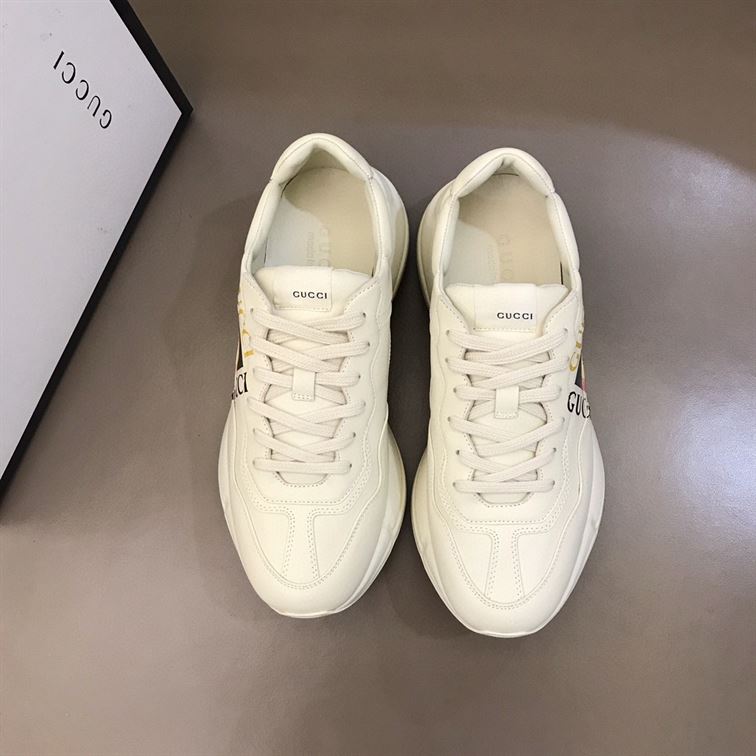 GUCCI RHYTON LOGO PRINT LOW TOP LEATHER TRAINERS - GCC009