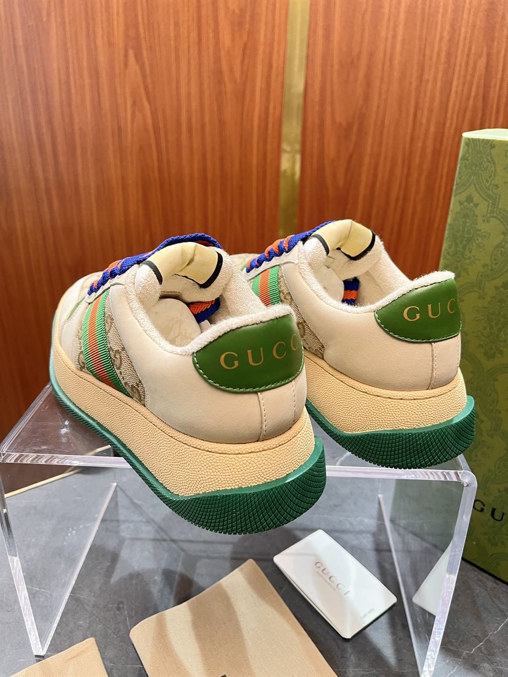 GUCCI SCREENER GG TRAINERS GREEN MONOGRAM - GCC143