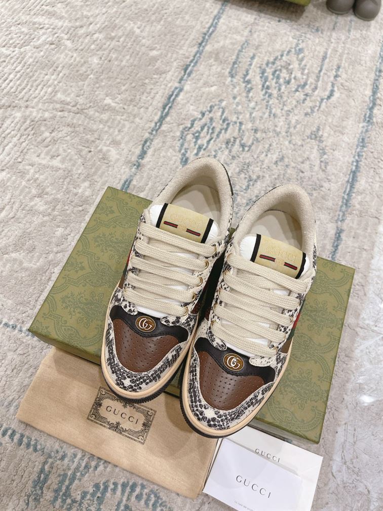 GUCCI SCREENER PYTHON-EMBOSSED LEATHER SNEAKER - GCC108