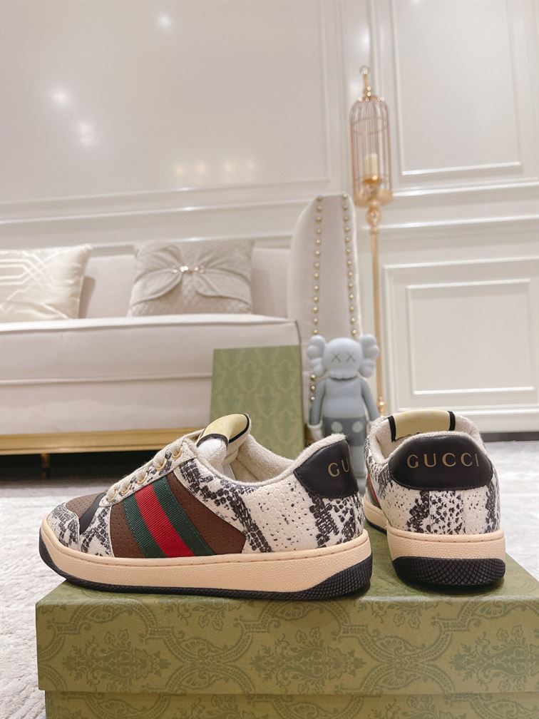 GUCCI SCREENER PYTHON-EMBOSSED LEATHER SNEAKER - GCC108
