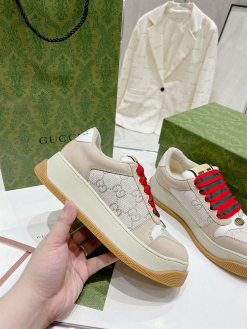 GUCCI SCREENER SNEAKERS IN GG LUREX AND NABUK - GCC123