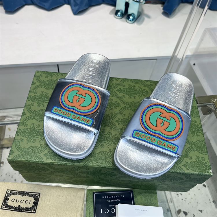 GUCCI SLIDE INTERLOCKING G LEATHER BLACK FOR MEN - GSL005