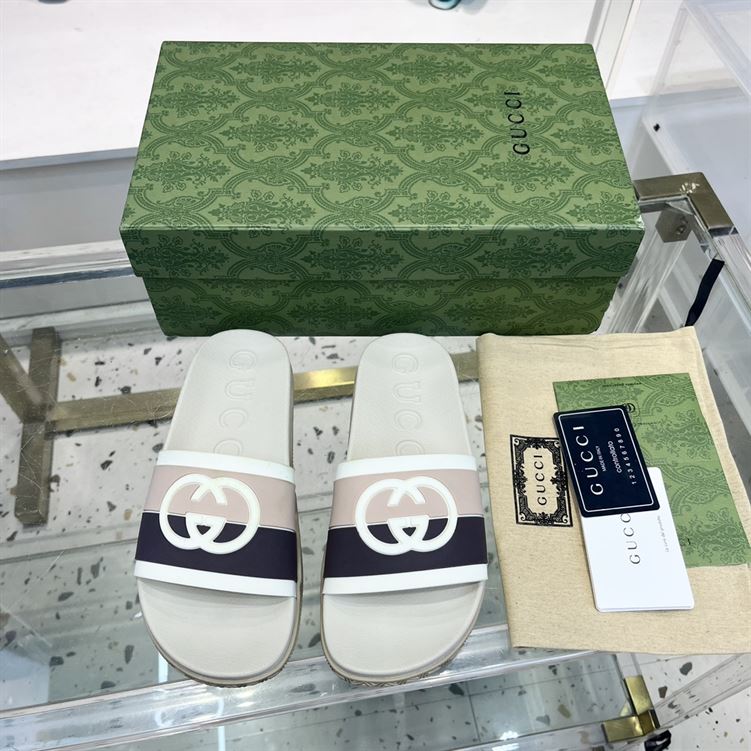 GUCCI SLIDE INTERLOCKING G LEATHER BLACK FOR MEN - GSL007