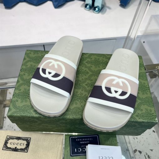 GUCCI SLIDE INTERLOCKING G LEATHER BLACK FOR MEN - GSL007