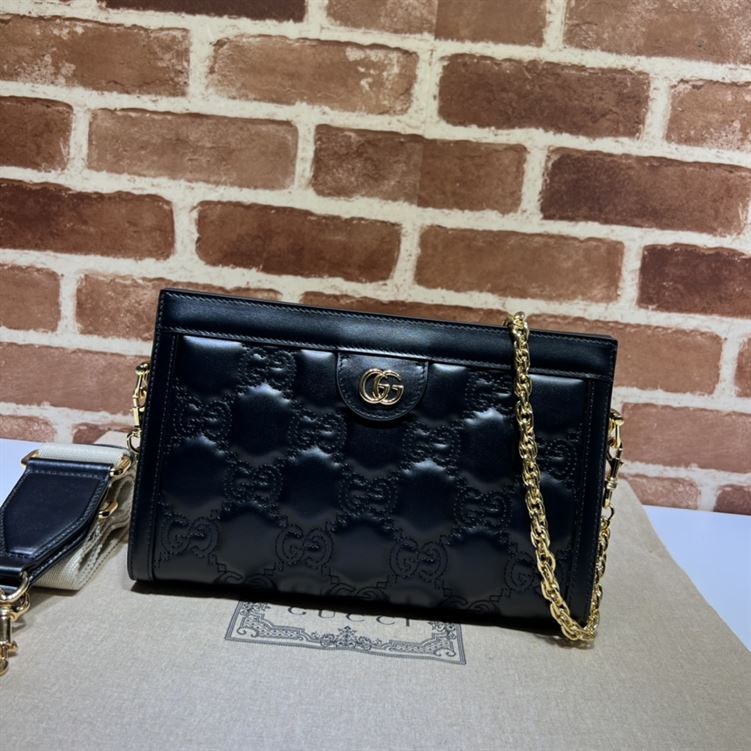 GUCCI SMALL GG QUILTED LEATHER BAG IN BLACK