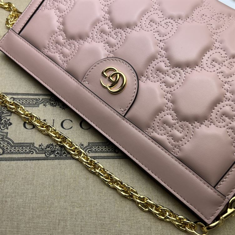 GUCCI SMALL GG QUILTED LEATHER BAG IN PINK