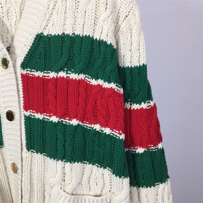 GUCCI WEB STRIPE CABLE-KNIT CARDIGAN - GCK041