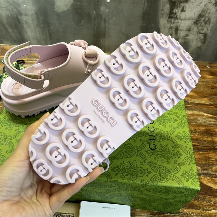 GUCCI WOMEN'S HORSEBIT FLATFORM SANDAL LIGHT PINK RUBBER - GSL018