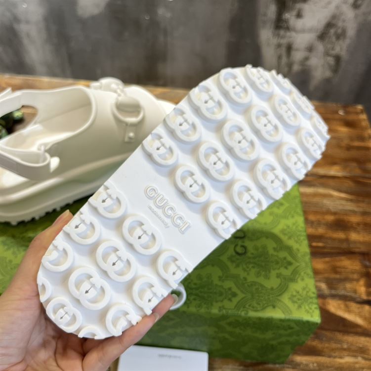 GUCCI WOMEN'S HORSEBIT FLATFORM SANDAL WHITE RUBBER - GSL017