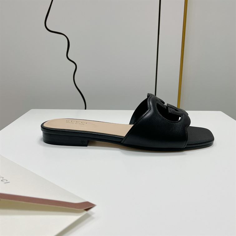 GUCCI WOMEN'S INTERLOCKING G CUT-OUT SLIDE SANDAL - GSL012