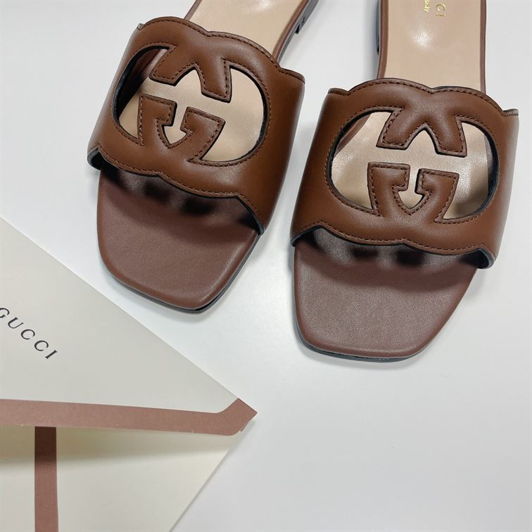 GUCCI WOMEN'S INTERLOCKING G CUT-OUT SLIDE SANDAL - GSL014