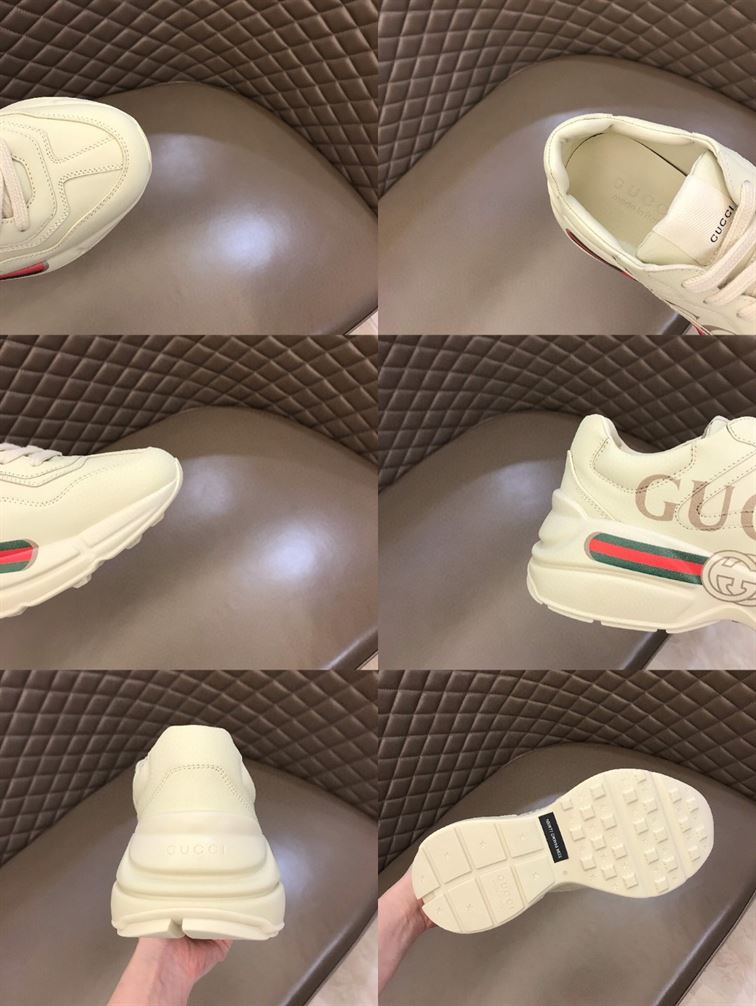 GUCCI WOMEN'S RHYTON GUCCI LOGO LEATHER SNEAKER - GCC008