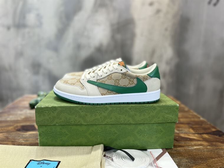 GUCCI X AIR JORDAN 1 LOW WHITE BROWN GREEN - GCC050