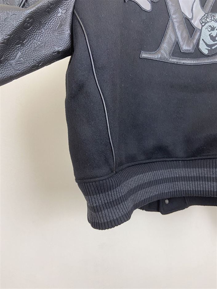 LOUIS VUITTON EMBOSSED LEATHER AND WOOL BLOUSON - LVC029