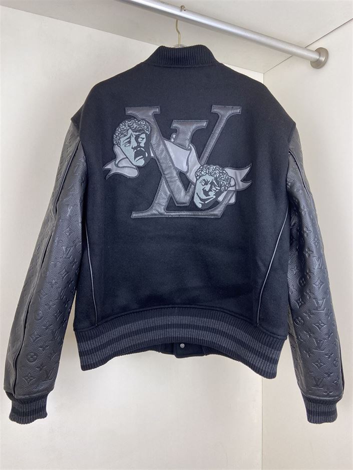 LOUIS VUITTON EMBOSSED LEATHER AND WOOL BLOUSON - LVC029