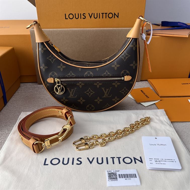 LOUIS VUITTON LOOP HANDBAG MONOGRAM BROWN