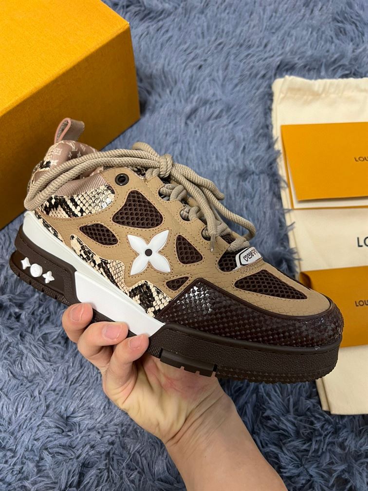 LOUIS VUITTON LV SKATE SNEAKER IN BROWN SNAKESKIN - LVS148