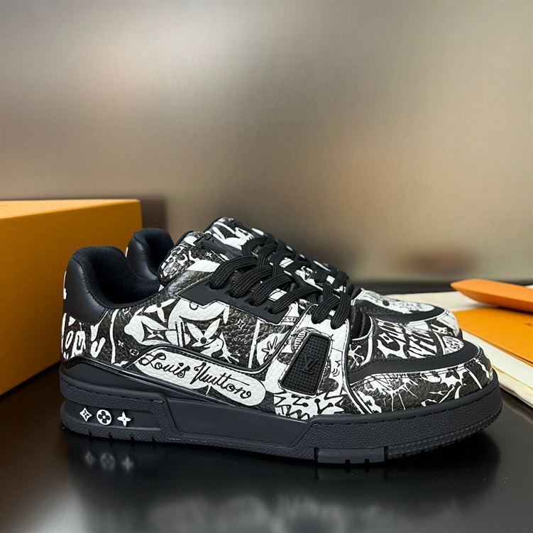 LOUIS VUITTON LV TRAINER COMIC MOTIFS BLACK WHITE - LVS146