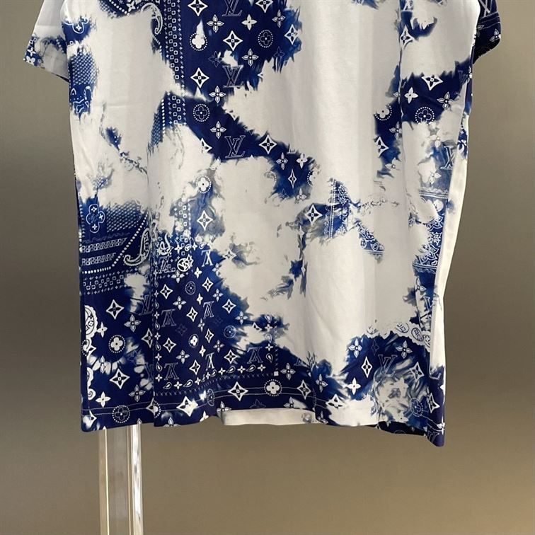 LOUIS VUITTON MONOGRAM BANDANA PRINTED T-SHIRT BLUE WHITE - LVTS045
